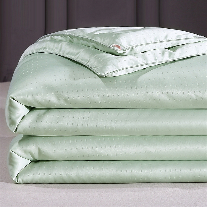 91家纺网 家纺一手货源 找家纺 前程家纺 2025新款-珍珠提花被冬被蚕蛹蛋白被子冬被芯 珍珠提花-浅绿色