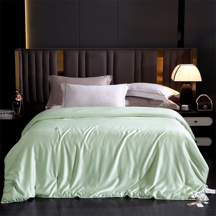 91家纺网 家纺一手货源 找家纺 前程家纺 2025新款-珍珠提花被冬被蚕蛹蛋白被子冬被芯 珍珠提花-浅绿色