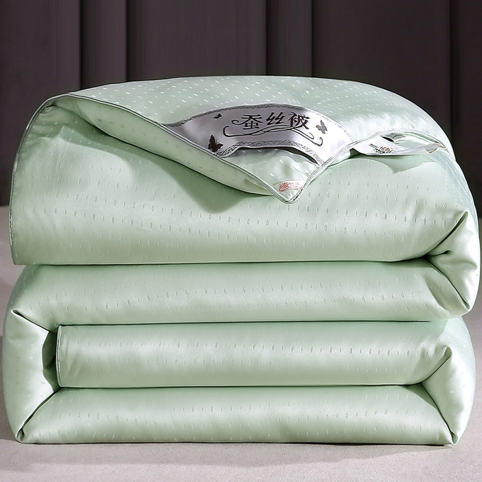 91家纺网 家纺一手货源 找家纺 前程家纺 2025新款-珍珠提花被冬被蚕蛹蛋白被子冬被芯 珍珠提花-浅绿色