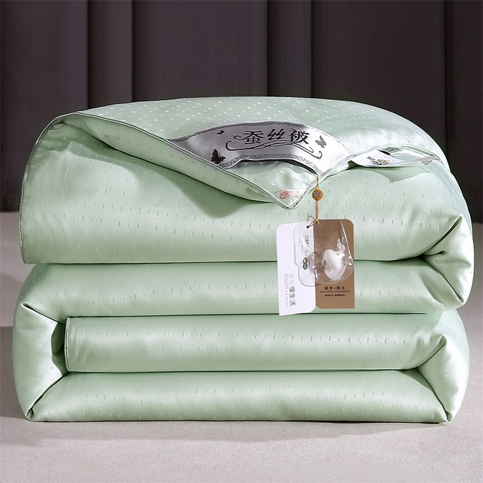 91家纺网 家纺一手货源 找家纺 前程家纺 2025新款-珍珠提花被冬被蚕蛹蛋白被子冬被芯 珍珠提花-浅绿色