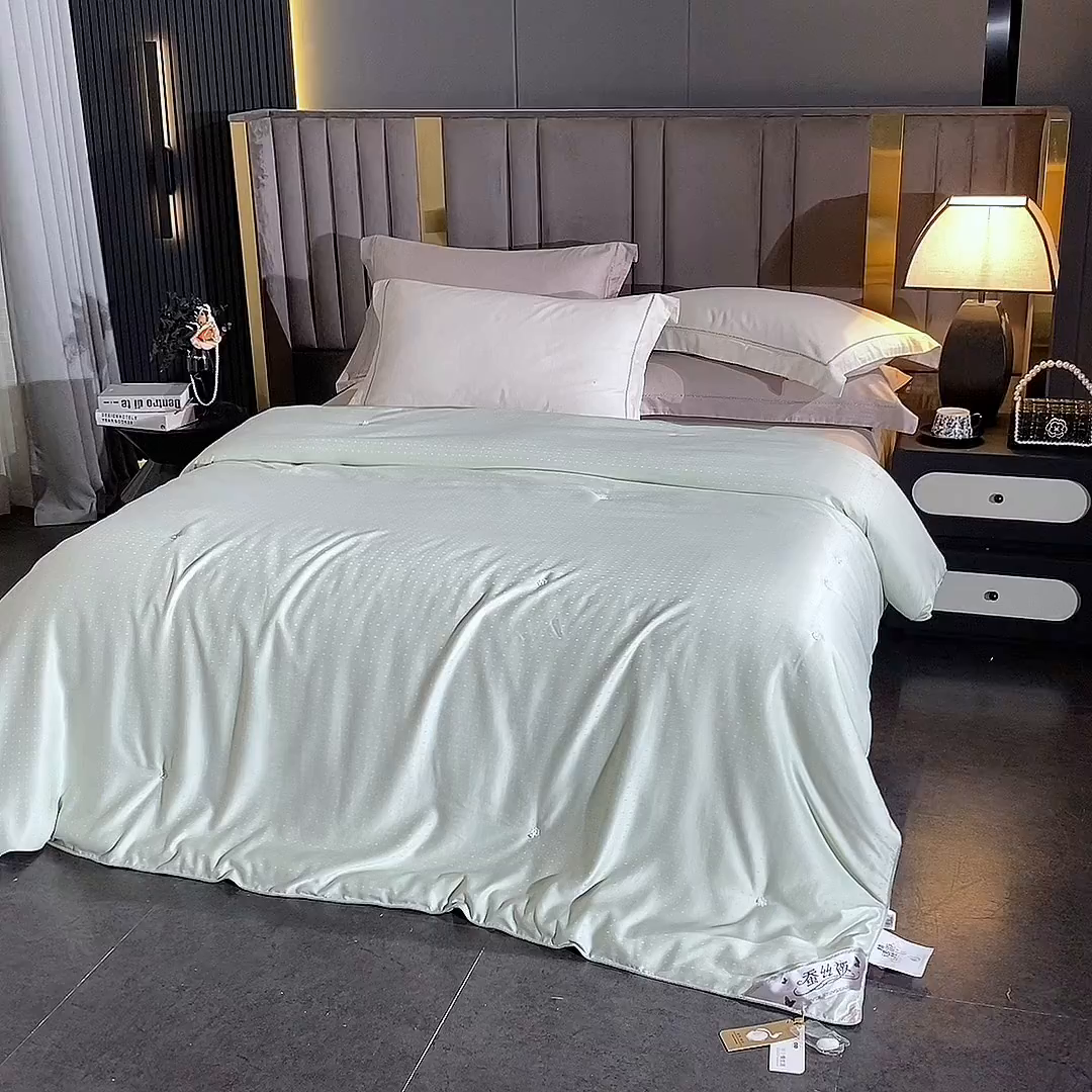 91家纺网 家纺一手货源 找家纺 前程家纺 2025新款-珍珠提花被冬被蚕蛹蛋白被子冬被芯 珍珠提花-浅绿色