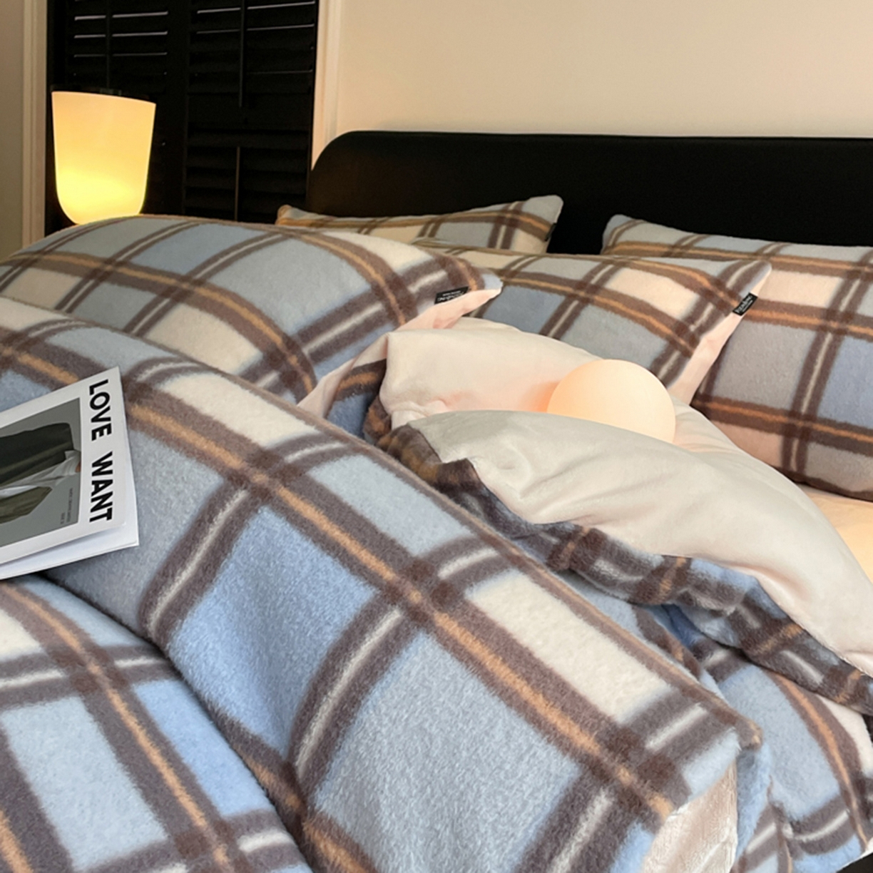 宜代光年 2025新款澳羊绒保暖四件套 挪威蓝格