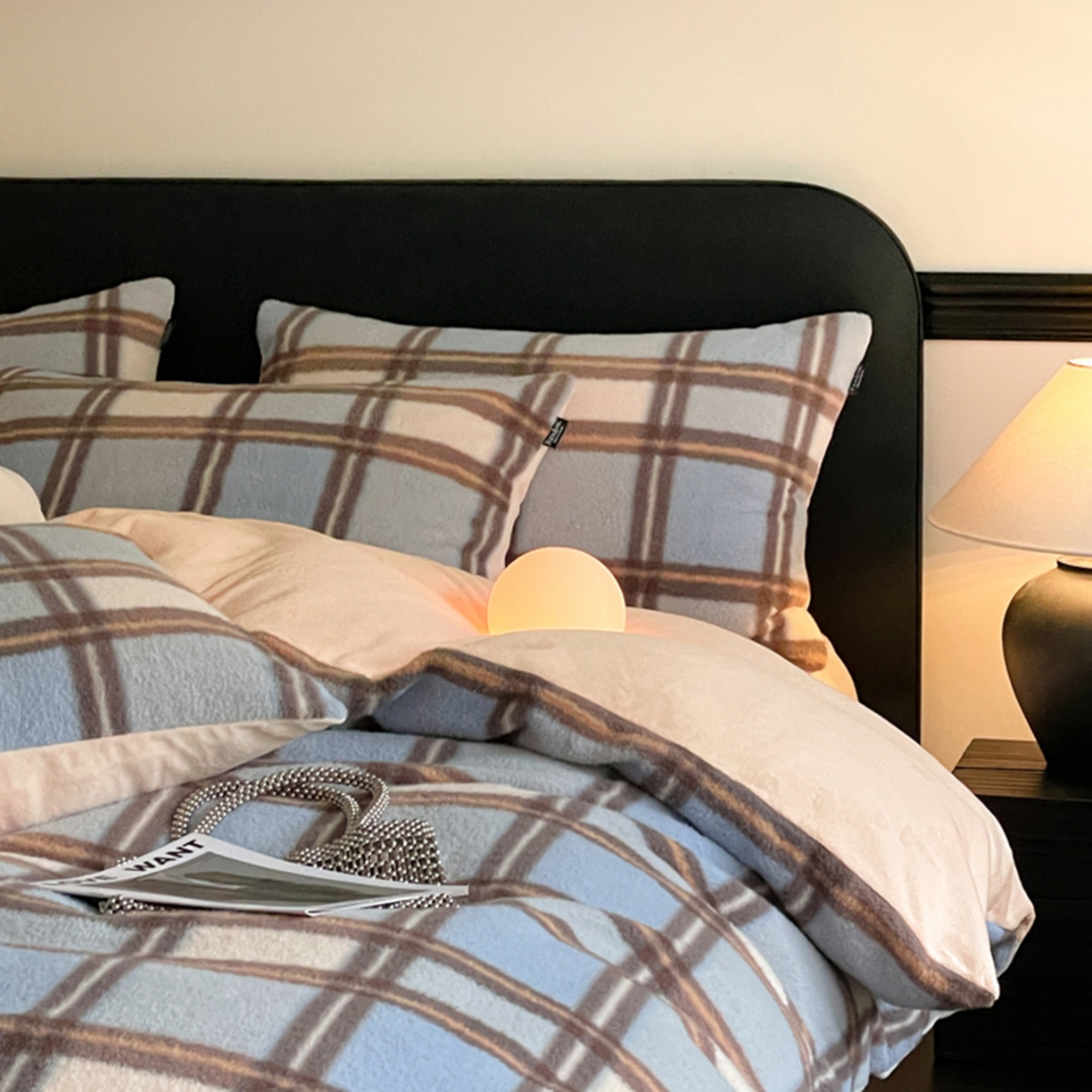 91家纺网 家纺一手货源 找家纺 宜代光年 2025新款澳羊绒保暖四件套 挪威蓝格