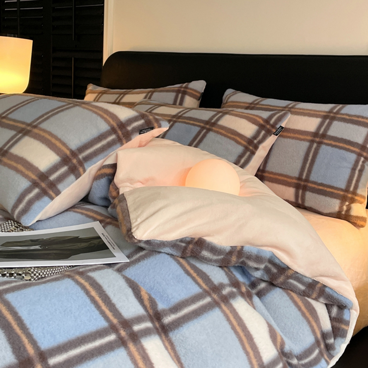 91家纺网 家纺一手货源 找家纺 宜代光年 2025新款澳羊绒保暖四件套 挪威蓝格