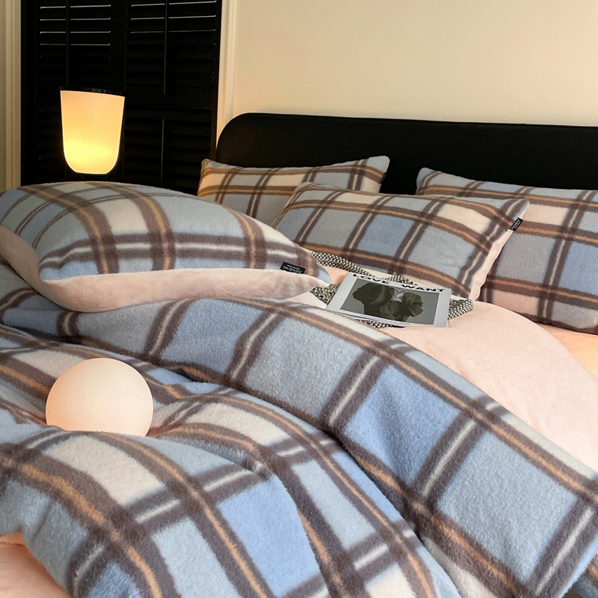 91家纺网 家纺一手货源 找家纺 宜代光年 2025新款澳羊绒保暖四件套 挪威蓝格