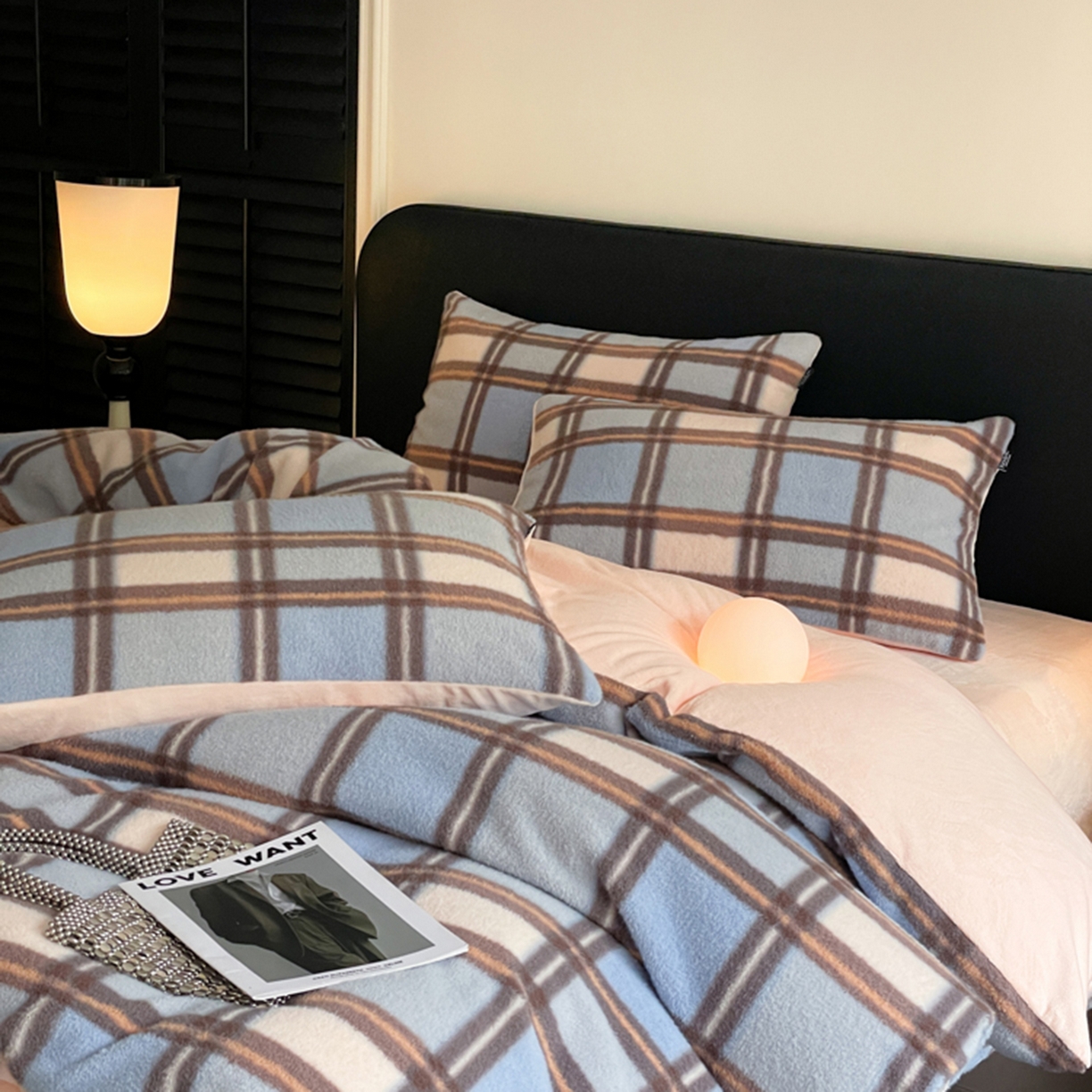 91家纺网 家纺一手货源 找家纺 宜代光年 2025新款澳羊绒保暖四件套 挪威蓝格