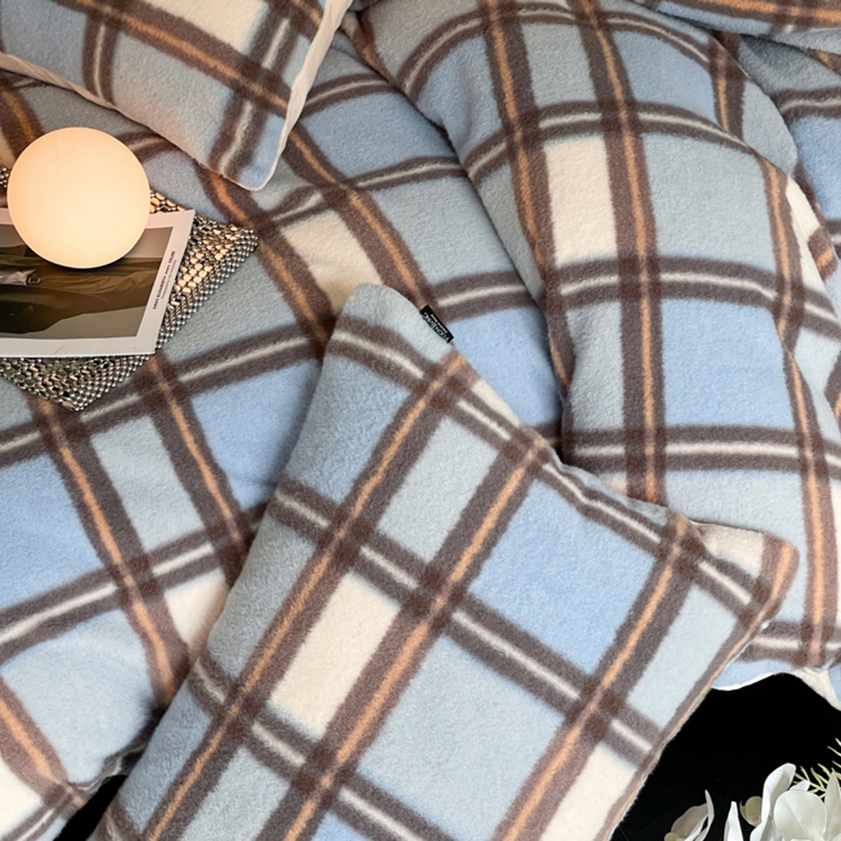 91家纺网 家纺一手货源 找家纺 宜代光年 2025新款澳羊绒保暖四件套 挪威蓝格