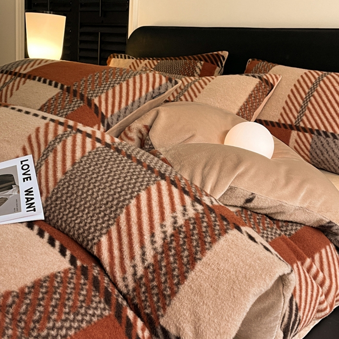 宜代光年 2025新款澳羊绒保暖四件套 安哥拉红格