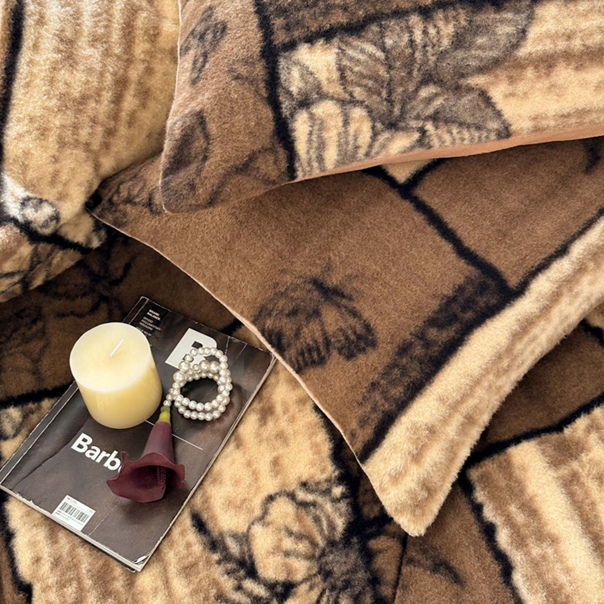 91家纺网 家纺一手货源 找家纺 宜代光年 2025新款澳羊绒保暖四件套 复古蝶花