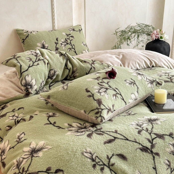 91家纺网 家纺一手货源 找家纺 宜代光年 2025新款澳羊绒保暖四件套 青枝玉兰