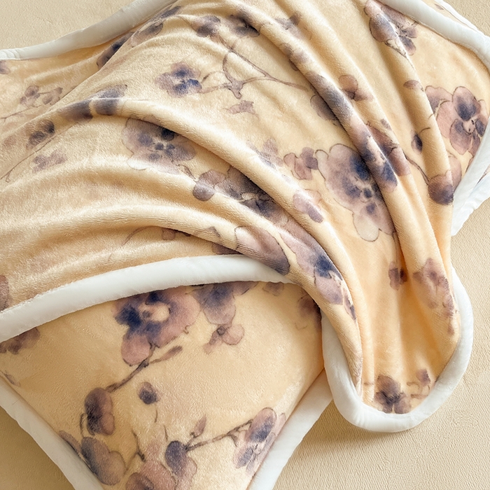 91家纺网 家纺一手货源 找家纺 诺梵2025新款牛8斤奶绒印花包边四件套枝槿-蓝