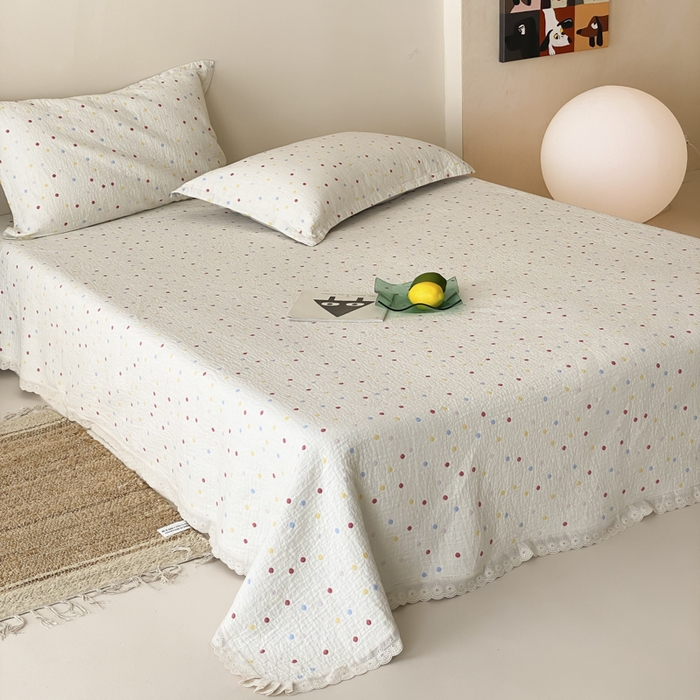 91家纺网 家纺一手货源 找家纺 （总）麻依 2025新款安心棉四层纱布床盖三件套