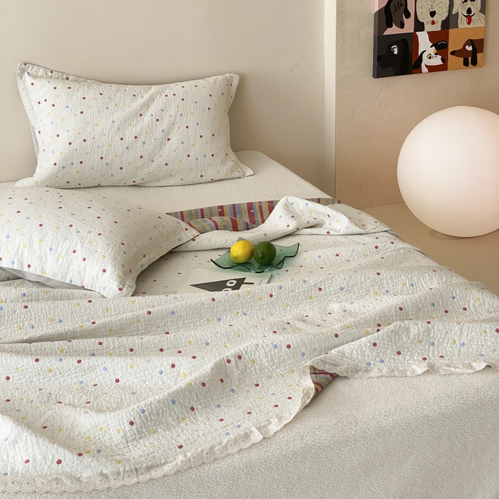 91家纺网 家纺一手货源 找家纺 （总）麻依 2025新款安心棉四层纱布床盖三件套