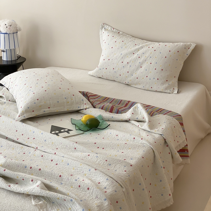 91家纺网 家纺一手货源 找家纺 （总）麻依 2025新款安心棉四层纱布床盖三件套