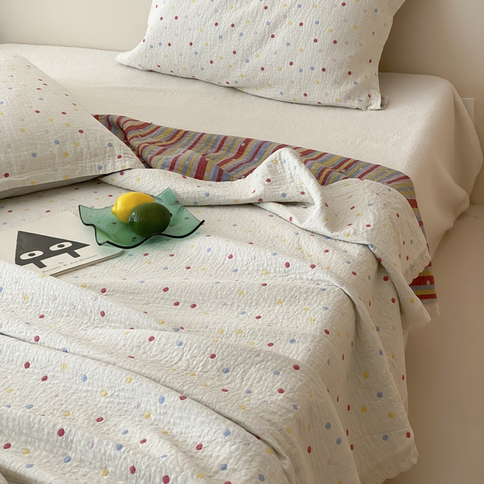 91家纺网 家纺一手货源 找家纺 （总）麻依 2025新款安心棉四层纱布床盖三件套