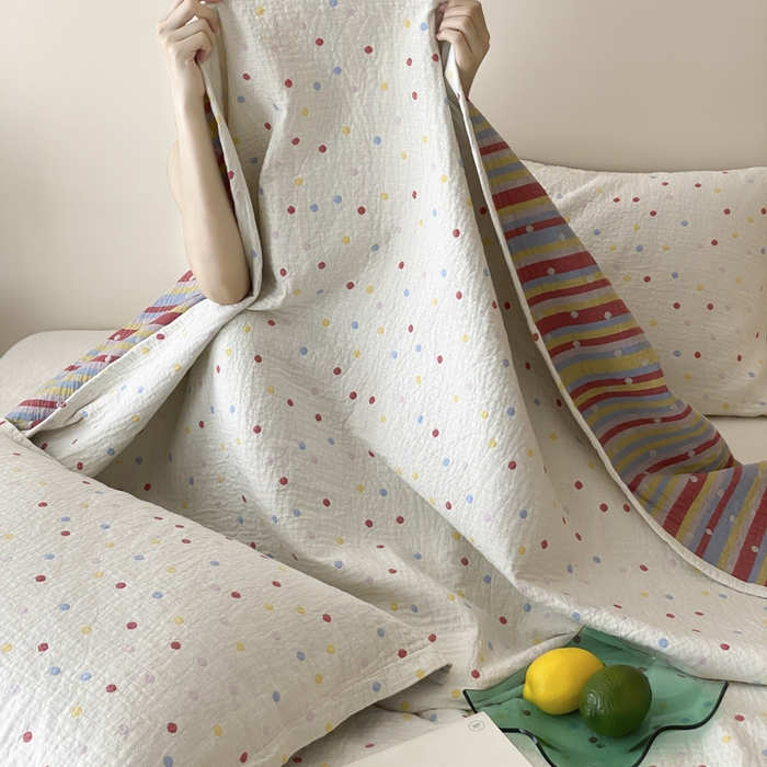 91家纺网 家纺一手货源 找家纺 （总）麻依 2025新款安心棉四层纱布床盖三件套