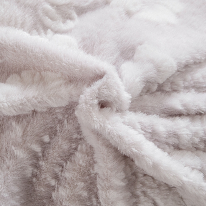 91家纺网 家纺一手货源 找家纺 诺梵家纺 2025新款立体兔毛烂花四件套 伊莎-灰