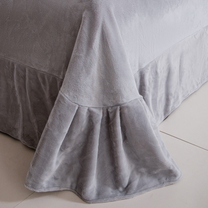 91家纺网 家纺一手货源 找家纺 诺梵家纺 2025新款立体兔毛烂花四件套 伊莎-灰