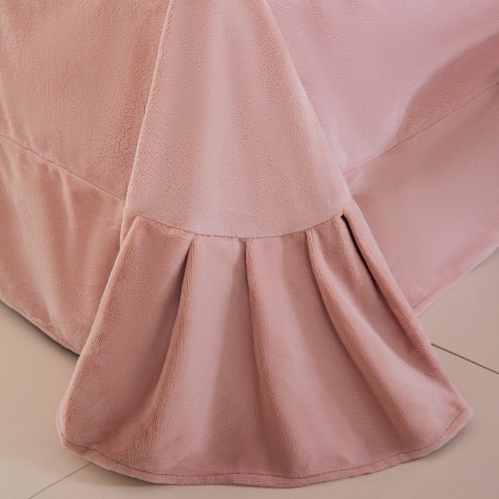 91家纺网 家纺一手货源 找家纺 诺梵家纺 2025新款立体兔毛烂花四件套 伊莎-粉