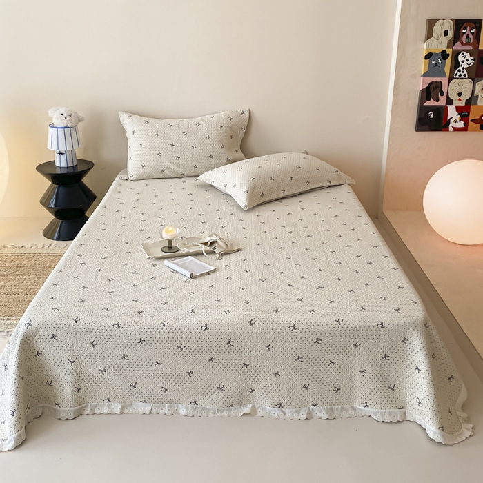 91家纺网 家纺一手货源 找家纺 （总）麻依 2025新款安心棉四层纱布床盖三件套