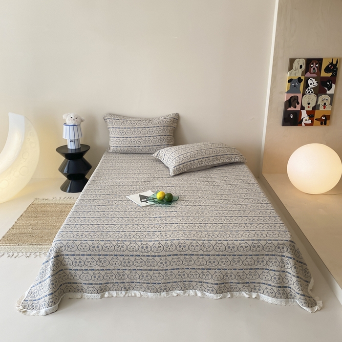 91家纺网 家纺一手货源 找家纺 （总）麻依 2025新款安心棉四层纱布床盖三件套