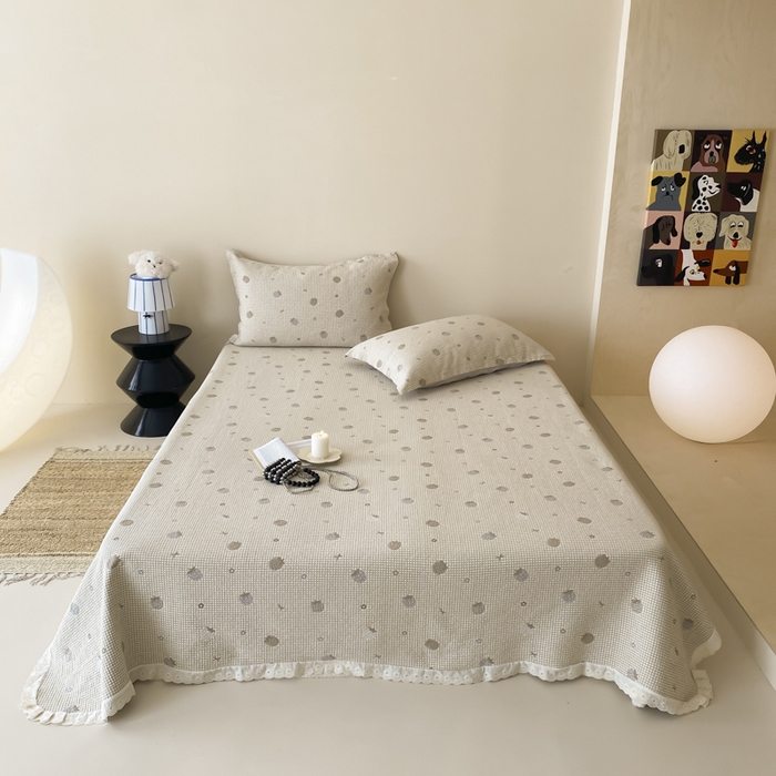 91家纺网 家纺一手货源 找家纺 （总）麻依 2025新款安心棉四层纱布床盖三件套