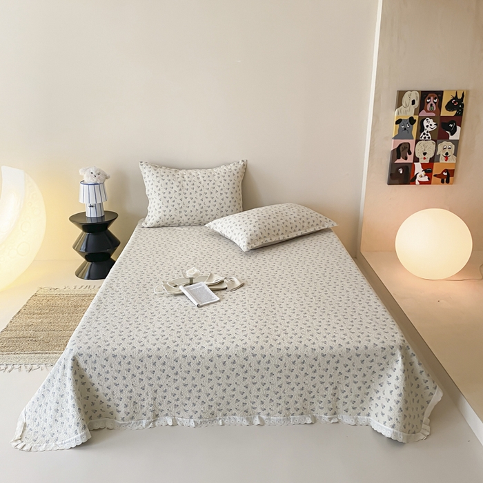 91家纺网 家纺一手货源 找家纺 （总）麻依 2025新款安心棉四层纱布床盖三件套