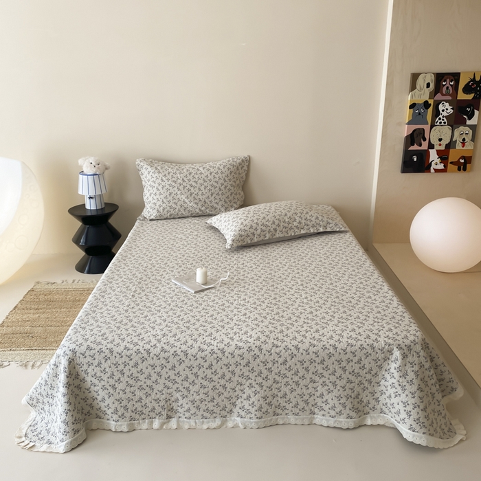 91家纺网 家纺一手货源 找家纺 （总）麻依 2025新款安心棉四层纱布床盖三件套