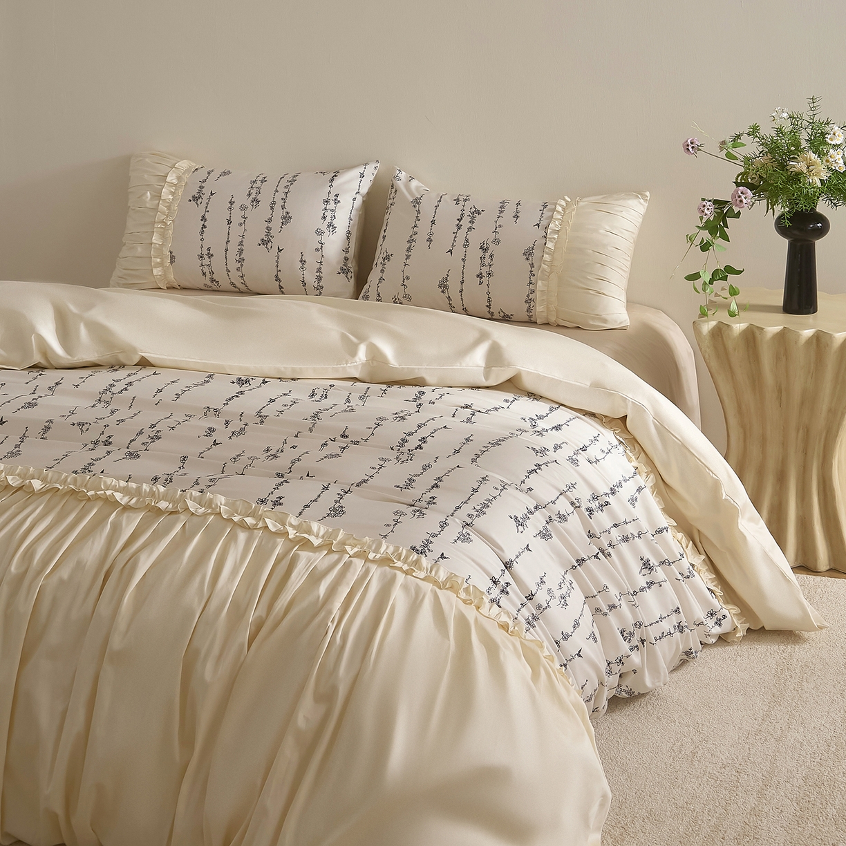 91家纺网 家纺一手货源 找家纺 （总）ONE TWO ONE 121 2025新款50长绒棉贡缎数码印花四件套-花间集 【提供买家秀】 【会员-20】 平台控价券后不得低于368/388元