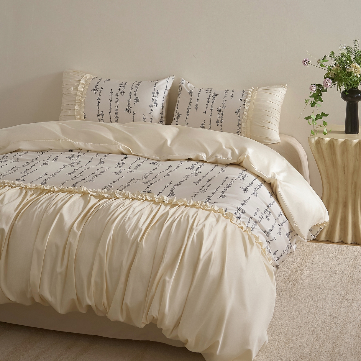 91家纺网 家纺一手货源 找家纺 （总）ONE TWO ONE 121 2025新款50长绒棉贡缎数码印花四件套-花间集 【提供买家秀】 【会员-20】 平台控价券后不得低于368/388元