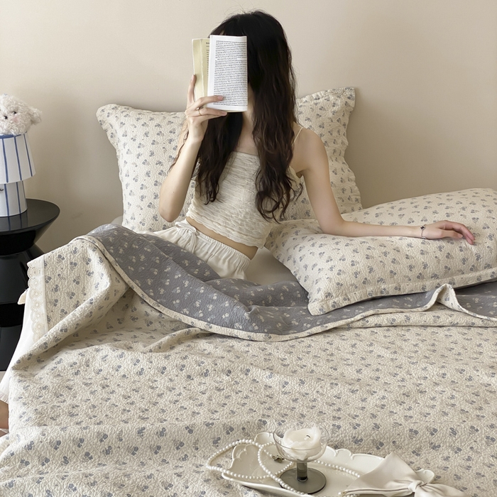 91家纺网 家纺一手货源 找家纺 麻依 2025新款安心棉四层纱布床盖三件套 兰溪