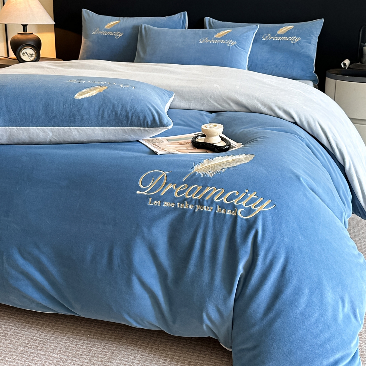 91家纺网 家纺一手货源 找家纺 （总）如一 2025新款水晶绒刺绣四件套