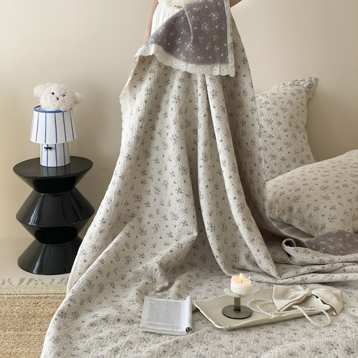 91家纺网 家纺一手货源 找家纺 麻依 2025新款安心棉四层纱布床盖三件套 漫语