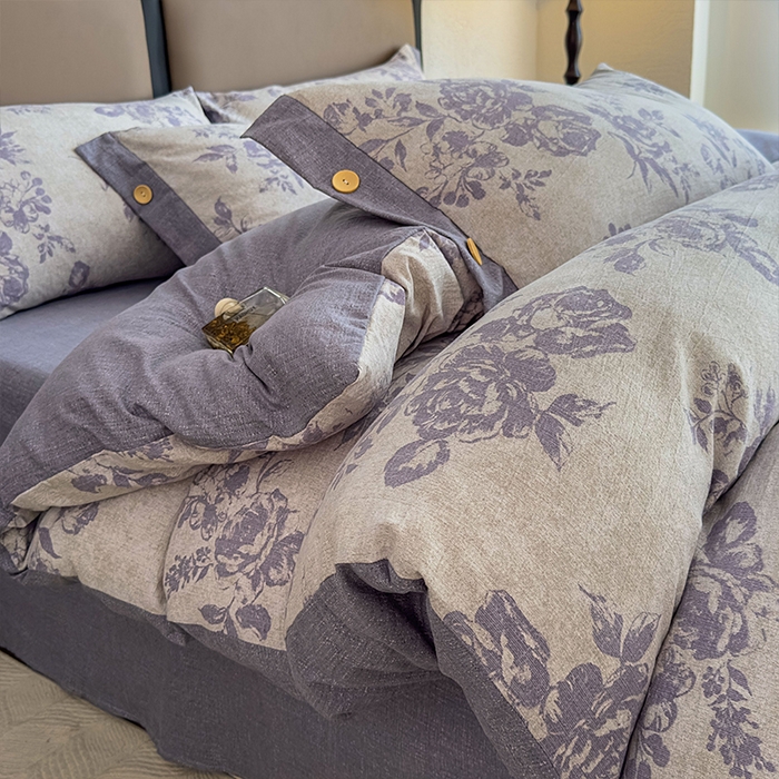 91家纺网 家纺一手货源 找家纺 （总）丝芙妮家居（原乐视家纺） 2025新款原麻纽扣款四件套