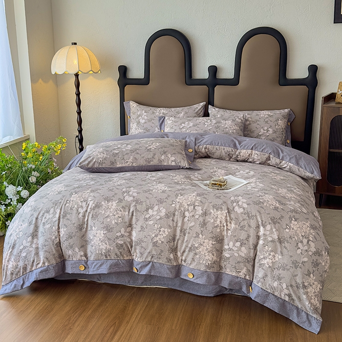 91家纺网 家纺一手货源 找家纺 丝芙妮家居（原乐视家纺） 2025新款原麻纽扣款四件套 法式浪漫·纽扣款