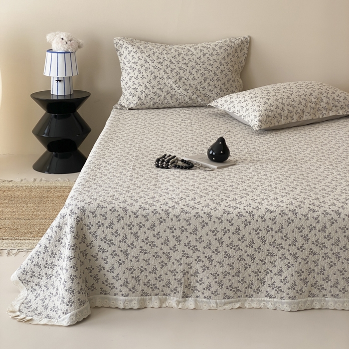 91家纺网 家纺一手货源 找家纺 麻依 2025新款安心棉四层纱布床盖三件套 木栖