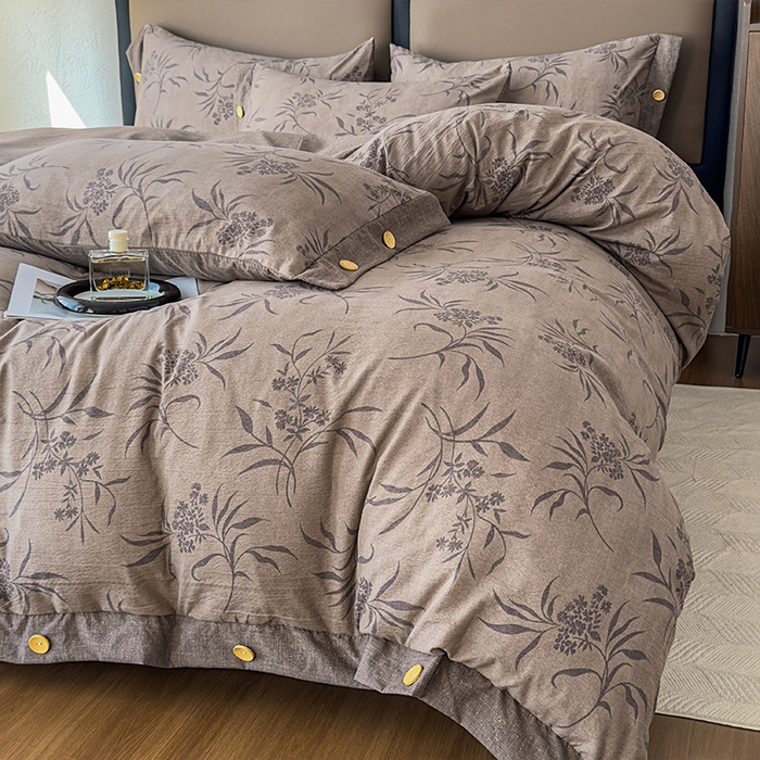 91家纺网 家纺一手货源 找家纺 丝芙妮家居（原乐视家纺） 2025新款原麻纽扣款四件套 风野涧·纽扣款