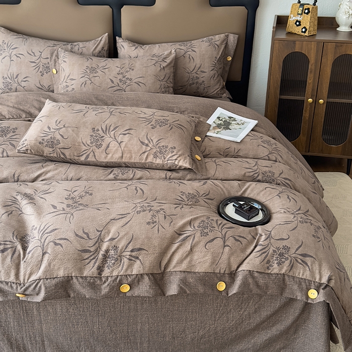 91家纺网 家纺一手货源 找家纺 丝芙妮家居（原乐视家纺） 2025新款原麻纽扣款四件套 风野涧·纽扣款