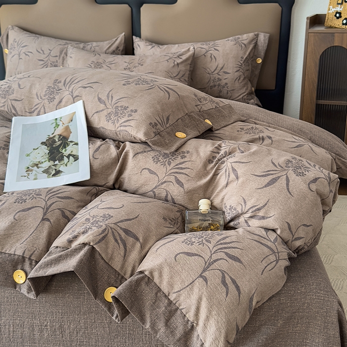 91家纺网 家纺一手货源 找家纺 丝芙妮家居（原乐视家纺） 2025新款原麻纽扣款四件套 风野涧·纽扣款