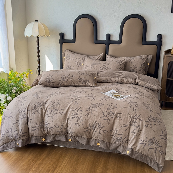 91家纺网 家纺一手货源 找家纺 丝芙妮家居（原乐视家纺） 2025新款原麻纽扣款四件套 风野涧·纽扣款