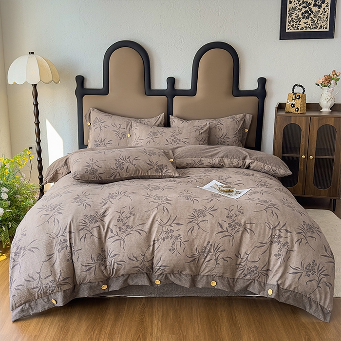 91家纺网 家纺一手货源 找家纺 丝芙妮家居（原乐视家纺） 2025新款原麻纽扣款四件套 风野涧·纽扣款