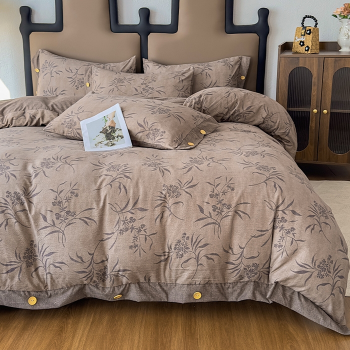 91家纺网 家纺一手货源 找家纺 丝芙妮家居（原乐视家纺） 2025新款原麻纽扣款四件套 风野涧·纽扣款