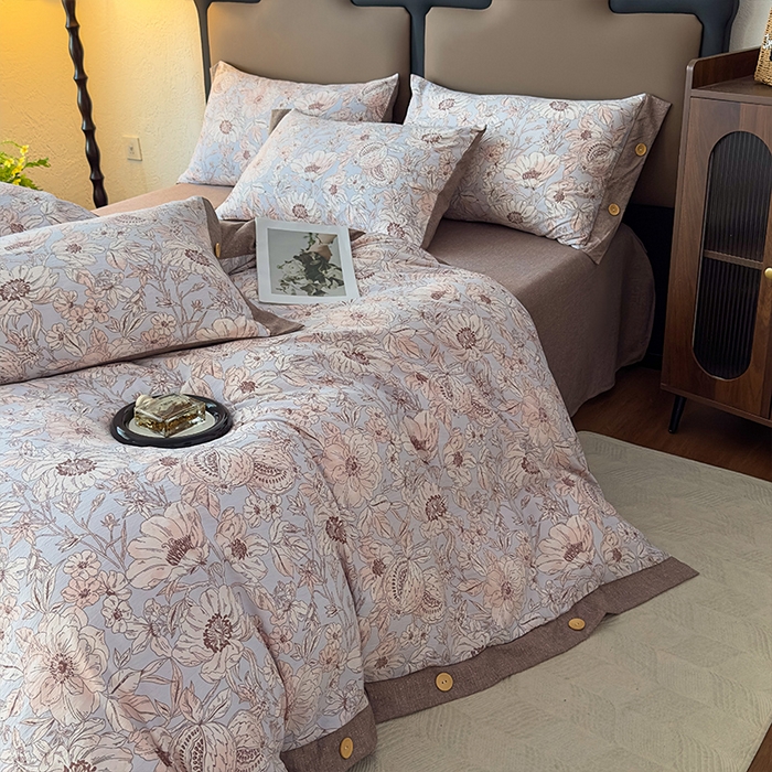 91家纺网 家纺一手货源 找家纺 丝芙妮家居（原乐视家纺） 2025新款原麻纽扣款四件套 岚调·纽扣款