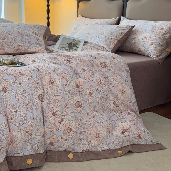 91家纺网 家纺一手货源 找家纺 丝芙妮家居（原乐视家纺） 2025新款原麻纽扣款四件套 岚调·纽扣款