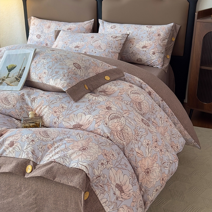 91家纺网 家纺一手货源 找家纺 丝芙妮家居（原乐视家纺） 2025新款原麻纽扣款四件套 岚调·纽扣款