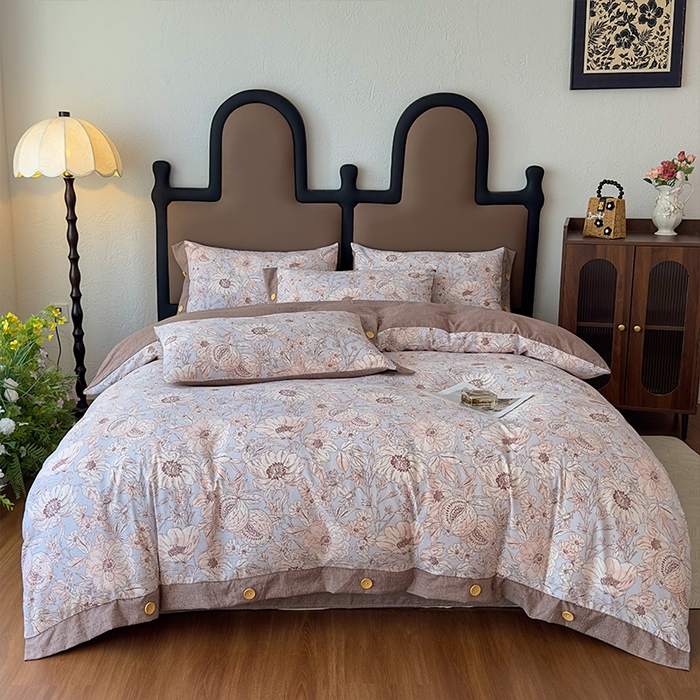 91家纺网 家纺一手货源 找家纺 丝芙妮家居（原乐视家纺） 2025新款原麻纽扣款四件套 岚调·纽扣款