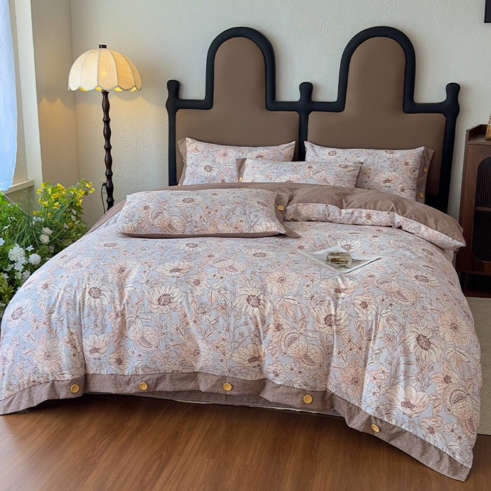 91家纺网 家纺一手货源 找家纺 丝芙妮家居（原乐视家纺） 2025新款原麻纽扣款四件套 岚调·纽扣款