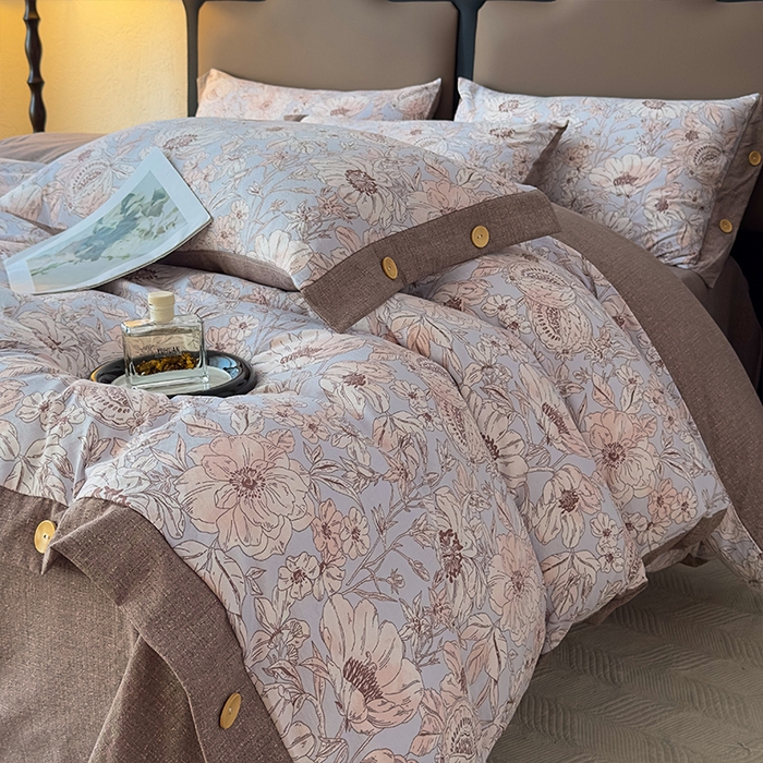 91家纺网 家纺一手货源 找家纺 丝芙妮家居（原乐视家纺） 2025新款原麻纽扣款四件套 岚调·纽扣款