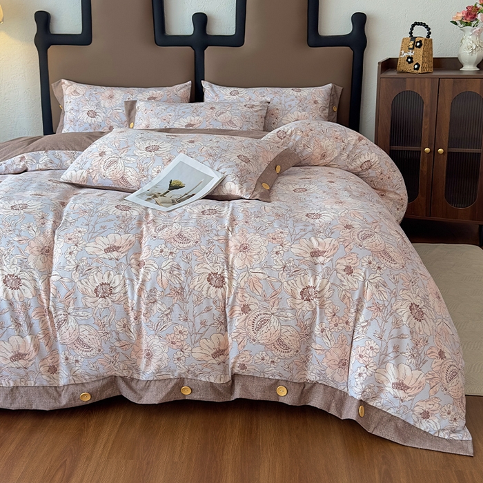 91家纺网 家纺一手货源 找家纺 丝芙妮家居（原乐视家纺） 2025新款原麻纽扣款四件套 岚调·纽扣款