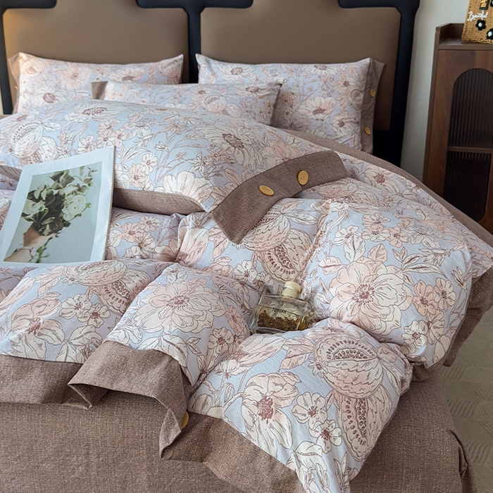 91家纺网 家纺一手货源 找家纺 丝芙妮家居（原乐视家纺） 2025新款原麻纽扣款四件套 岚调·纽扣款